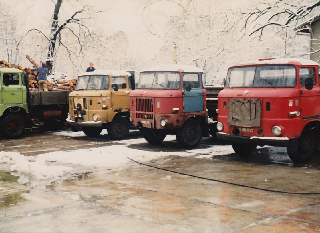 Originalfoto von 1985 des Fuhrparks von Grubitz & Leitloff