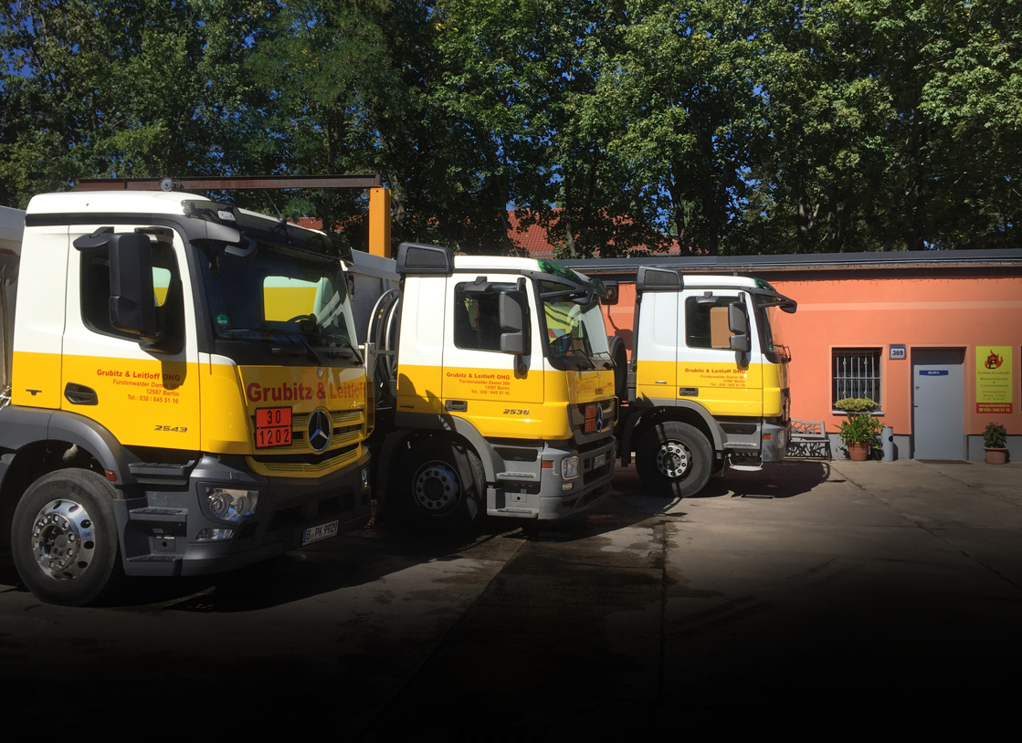2 Tanklaster und ein Container-Transport-Kipper aus dem Fuhrpark von 2016 der Firma Grubitz & Leitloff OHG